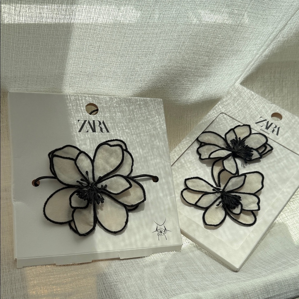 Zara Flower Fabric‎ Earrings And Chocker Necklace Set